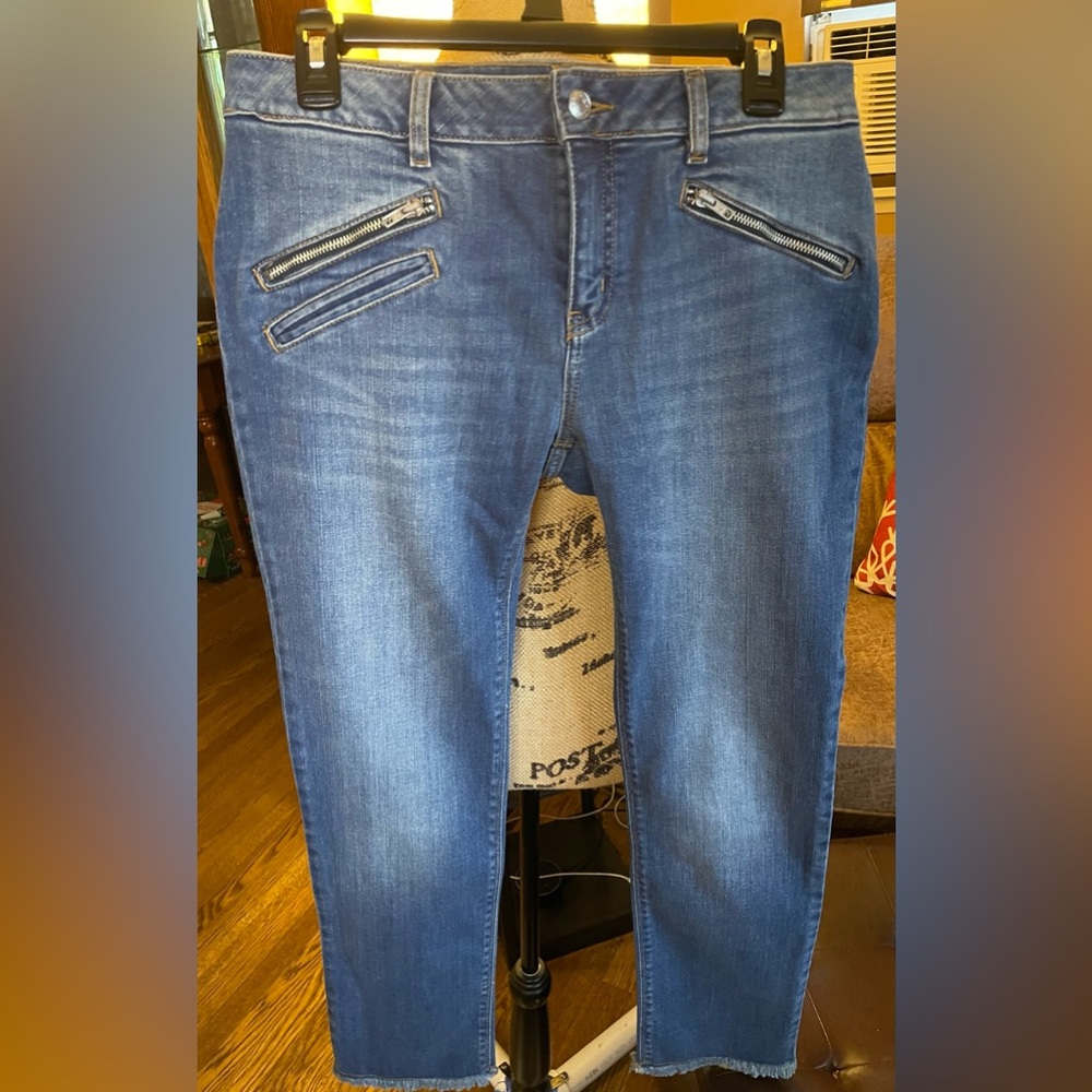 Zadig & Voltaire Blue Jeans with Zipper details fringed hem Sz 28